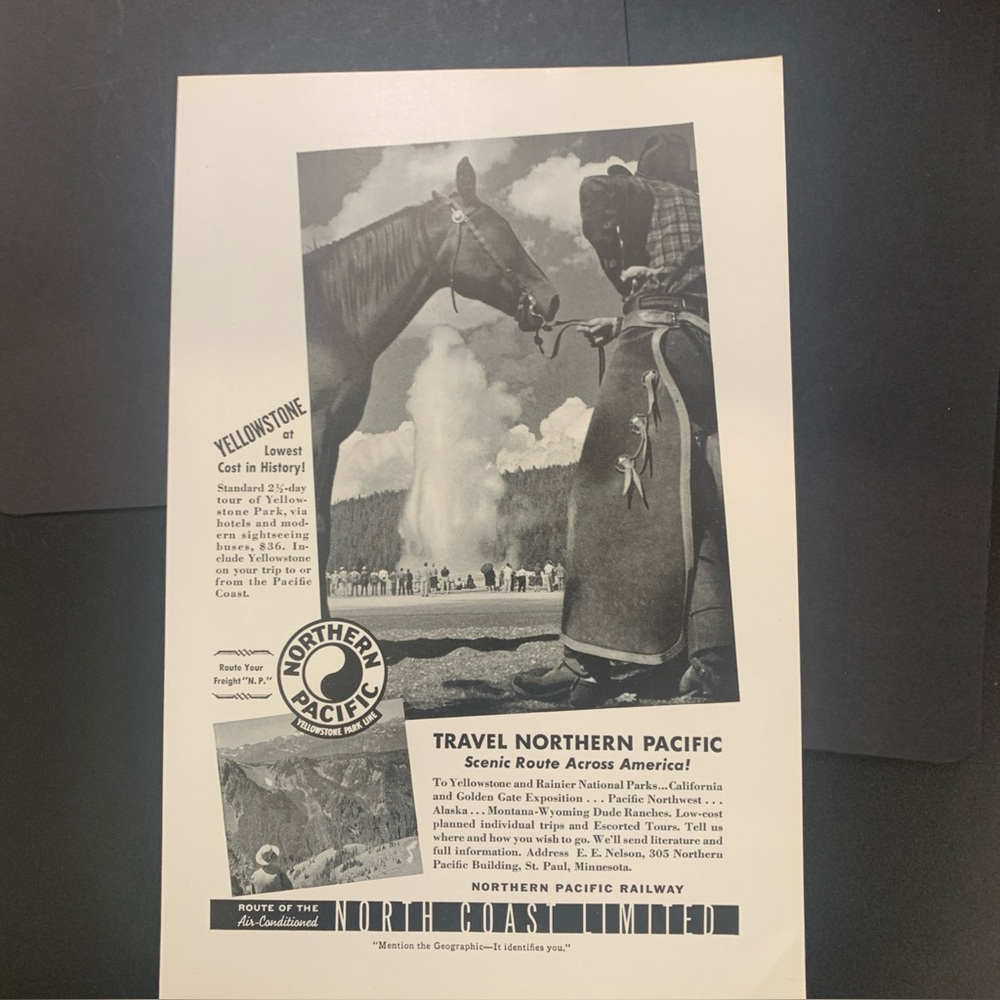 Vintage 1940 Northern Pacific Rail North Coast Limited Ad Advertisement